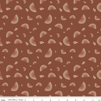 'Round the Mountain Railroad Rust Cotton Fabric