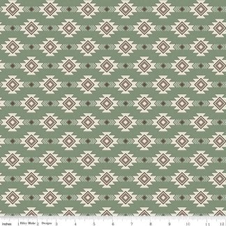 Let's Get Lost in the Woods Geometric Sage Cotton Fabric