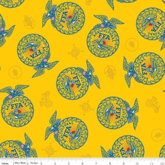 FFA Forever Blue 2 Badge Toss Yellow Cotton Fabric