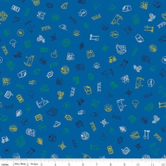 FFA Forever Blue 2 Icons Blue Cotton Fabric
