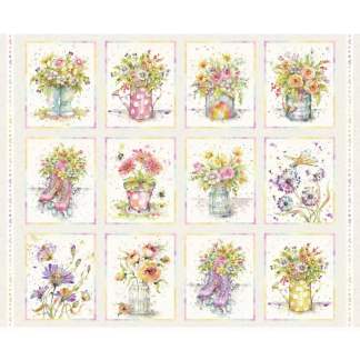 Boots  Blooms Panel Cotton Fabric