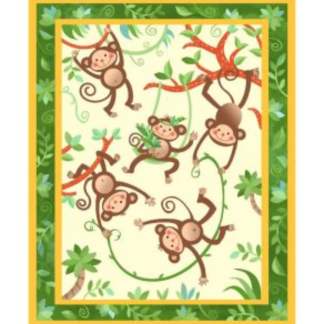 Monkeys 45"x36" Cotton Panel Fabric