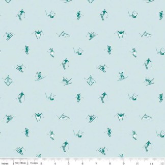 Ski Hill Skiers Powder Cotton Fabric