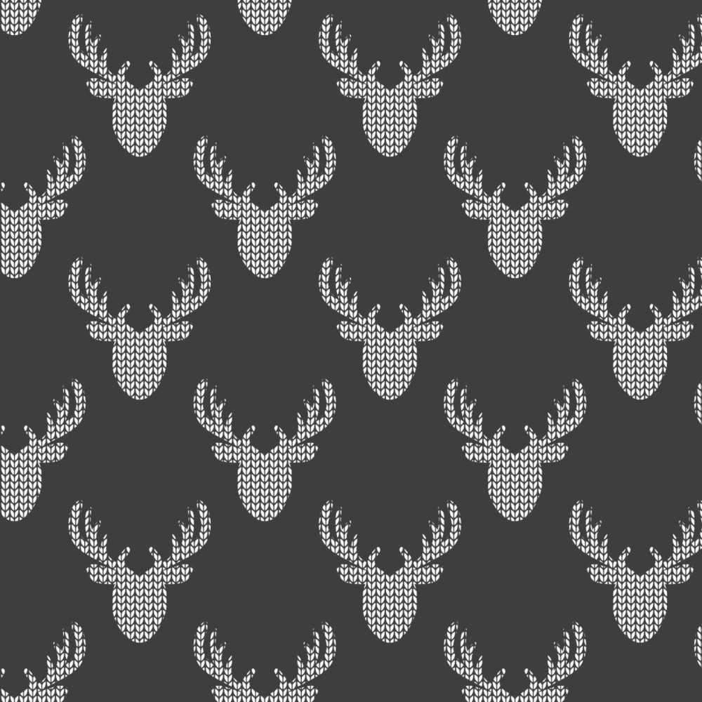 North of Ordinary Knit Look Deer Charcoal Cotton Fabric