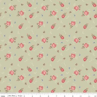 Anne of Green Gables Roses Sage Cotton Fabric