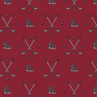 North of Ordinary Hockey Anthem Crimson Cotton Fabric