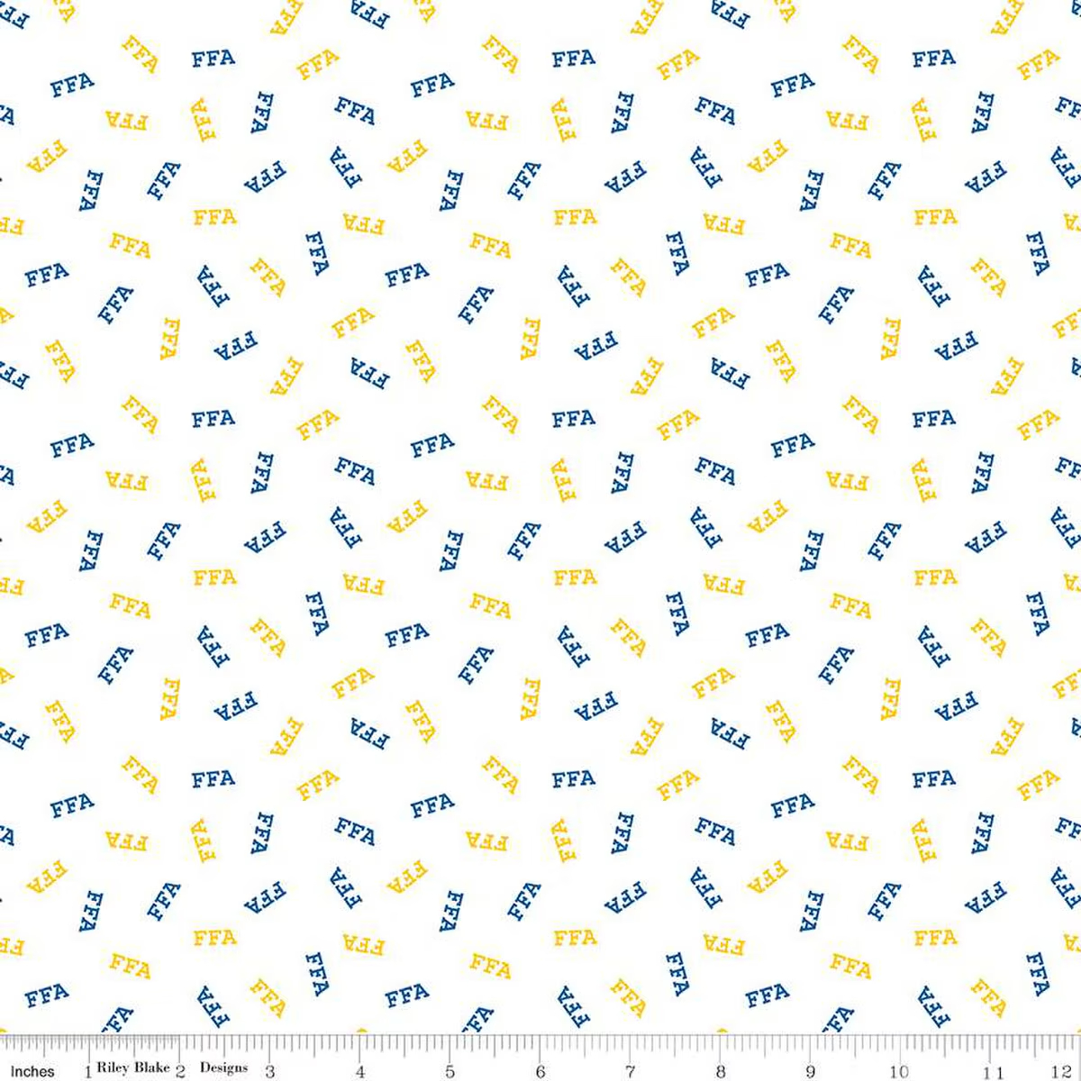 FFA Forever Blue 2 Logo Toss White Cotton Fabric