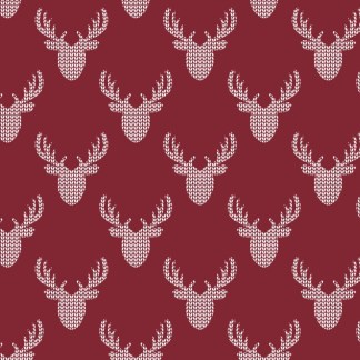 North of Ordinary Knit Look Deer Crimson Cotton Fabric