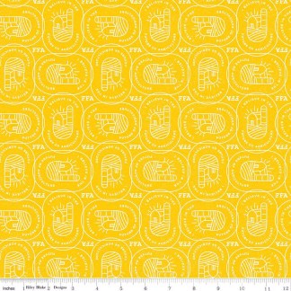 FFA Forever Blue 2 Farm Patch Yellow Cotton Fabric