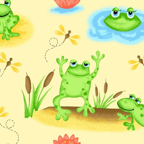 Frogs and Dragonflies Flannel Fabric