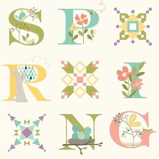 Hello Spring Cream Panel Fabric