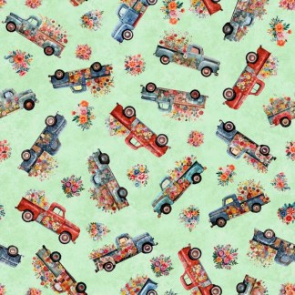 Heartland Truck Toss Light Sage Cotton Fabric