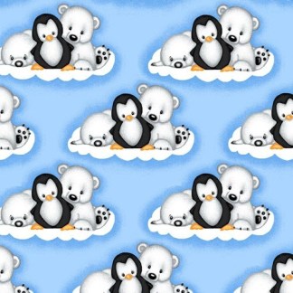 Polar Bear, Seal and Penguin Flannel Fabric