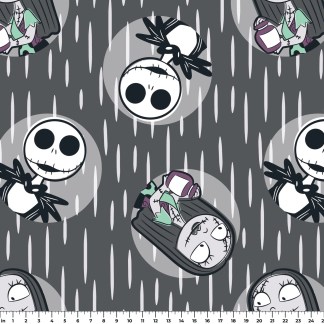 Disney The Nightmare Before Christmas Jack and Sally Badges Fleece Fabric