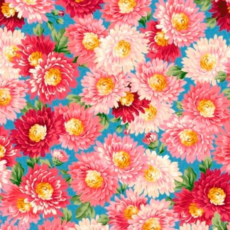 Vintage Blooms Packed Floral Dark Blue Cotton Fabric