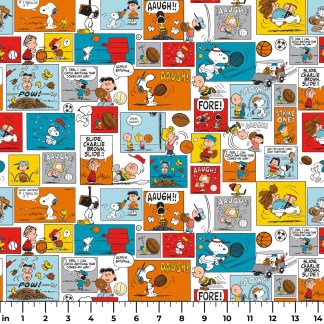 Peanuts Charlie Brown & Friends Sports Comic Cotton Fabric