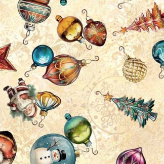 Wonderful Christmastime Ornament Toss Egg cream Cotton Fabric