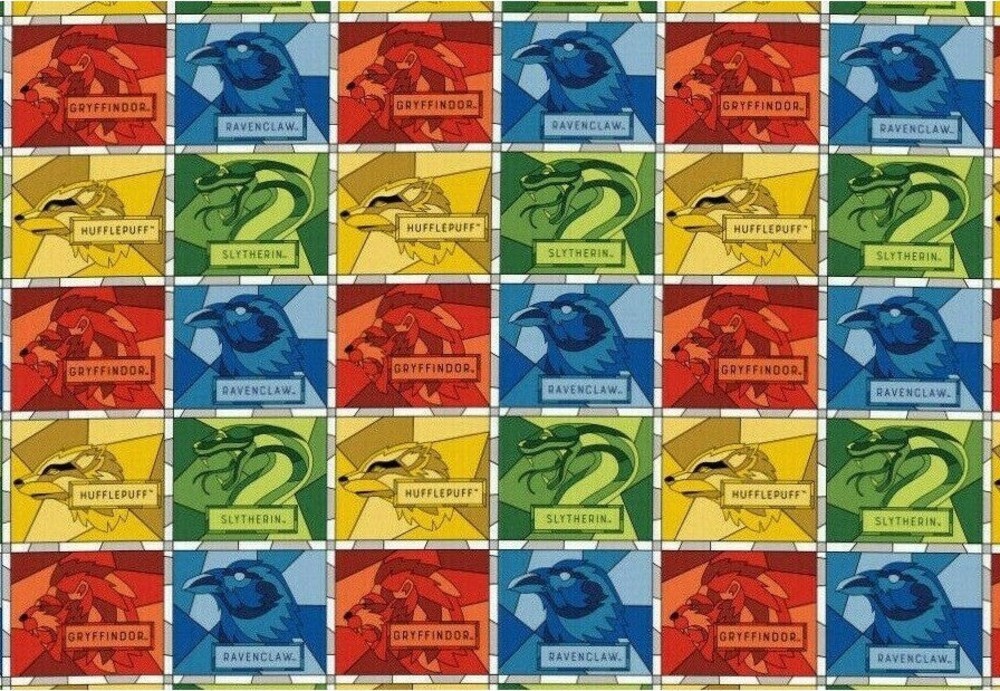 Harry Potter Wizarding World Stained Glass Blocks Cotton Fabric