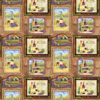 Aged Vineyard-Posters Cotton Fabric