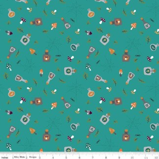 Little Witch Potions Light Teal Cotton Fabric