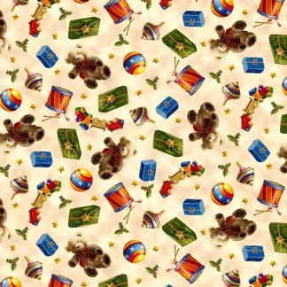 Checking it Twice Toys Cream Cotton Fabric
