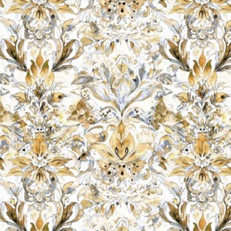 Midnight Bloom Watercolor Brocade Gray Cotton Fabric