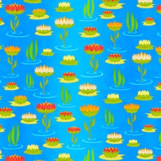 Hip Hop Lotus Blue Cotton Fabric