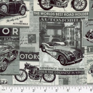 Motor Tour Black Cotton Fabric