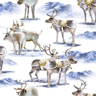 Here Comes Santa Reindeer Romp Cotton Fabric