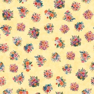 Heartland Floral Toss Corn Yellow Cotton Fabric