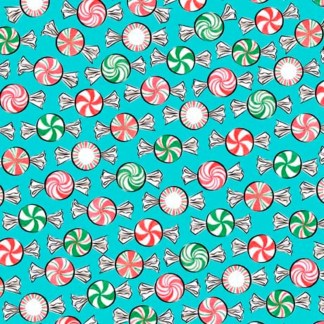 Holiday Party Christmas Mints Aqua Cotton Fabric