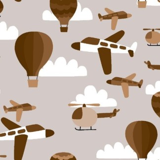 Airplanes,Helicopters and Hot Air Balloons Flannel Fabric