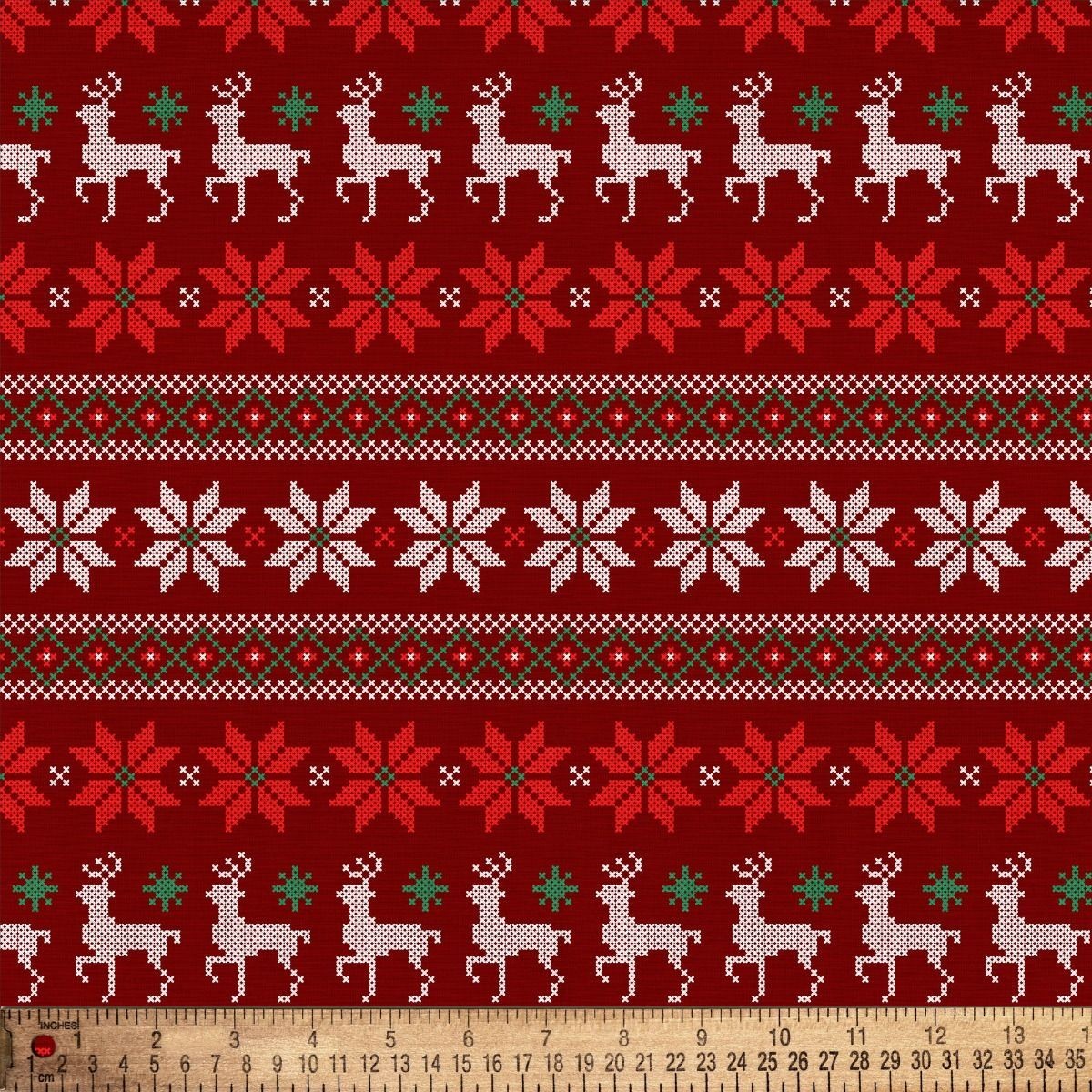 Knitted Reindeer - 1 Yard Precut Cotton