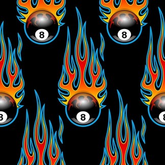 Fire Ball Eight Ball Pool Cotton Fabric