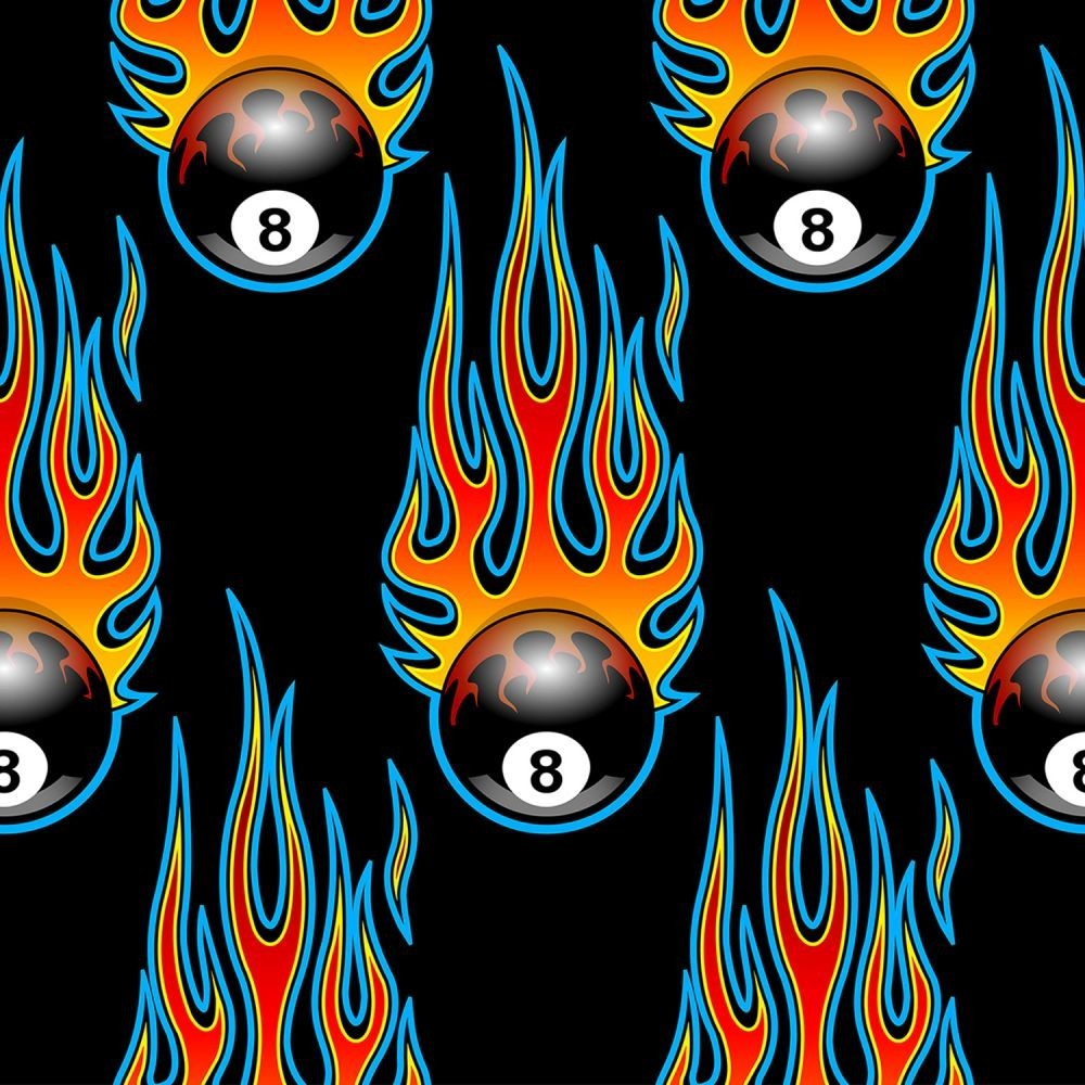 Fire Ball Eight Ball Pool Cotton Fabric