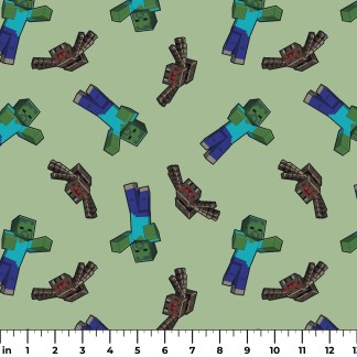 Minecraft Zombies & Spiders Toss Cotton Fabric