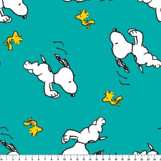 Peanuts Snoopy & Woodstock On the Run Fleece Fabric