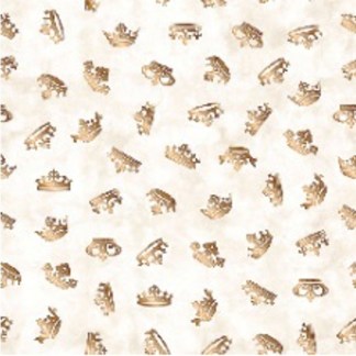Checkmate Chess Crowns Cream Cotton Fabric
