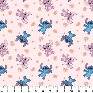 Disney Stitch & Angel Soft Tropics Cotton Fabric