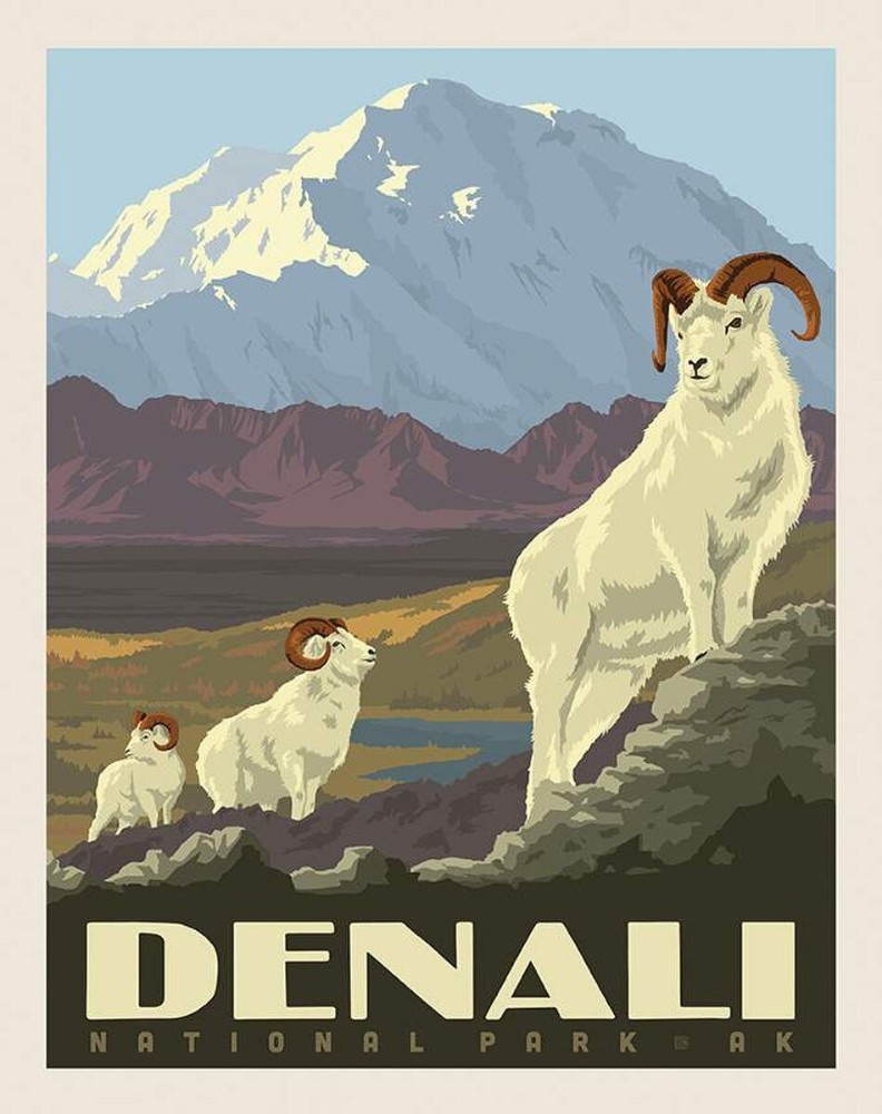 Alaska Denali National Park Poster Cotton Panel Fabric
