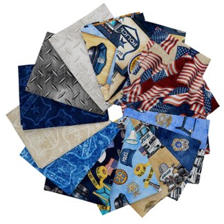 10 Fat Quarters - Assorted American Heroes Police Fat Quarter Bundle