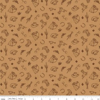 John Wayne American West Icons Tan Cotton Fabric