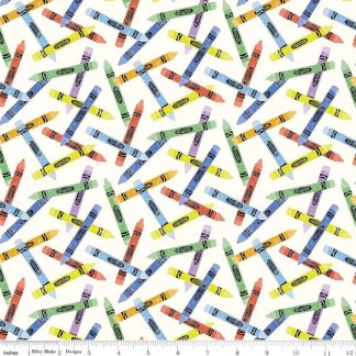 New Box of Crayons Crayon Toss Cloud Cotton Fabric