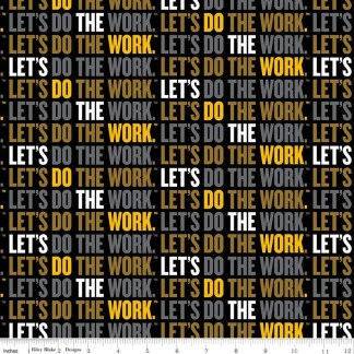 Caterpillar® 100 Years Slogan Black Cotton Fabric