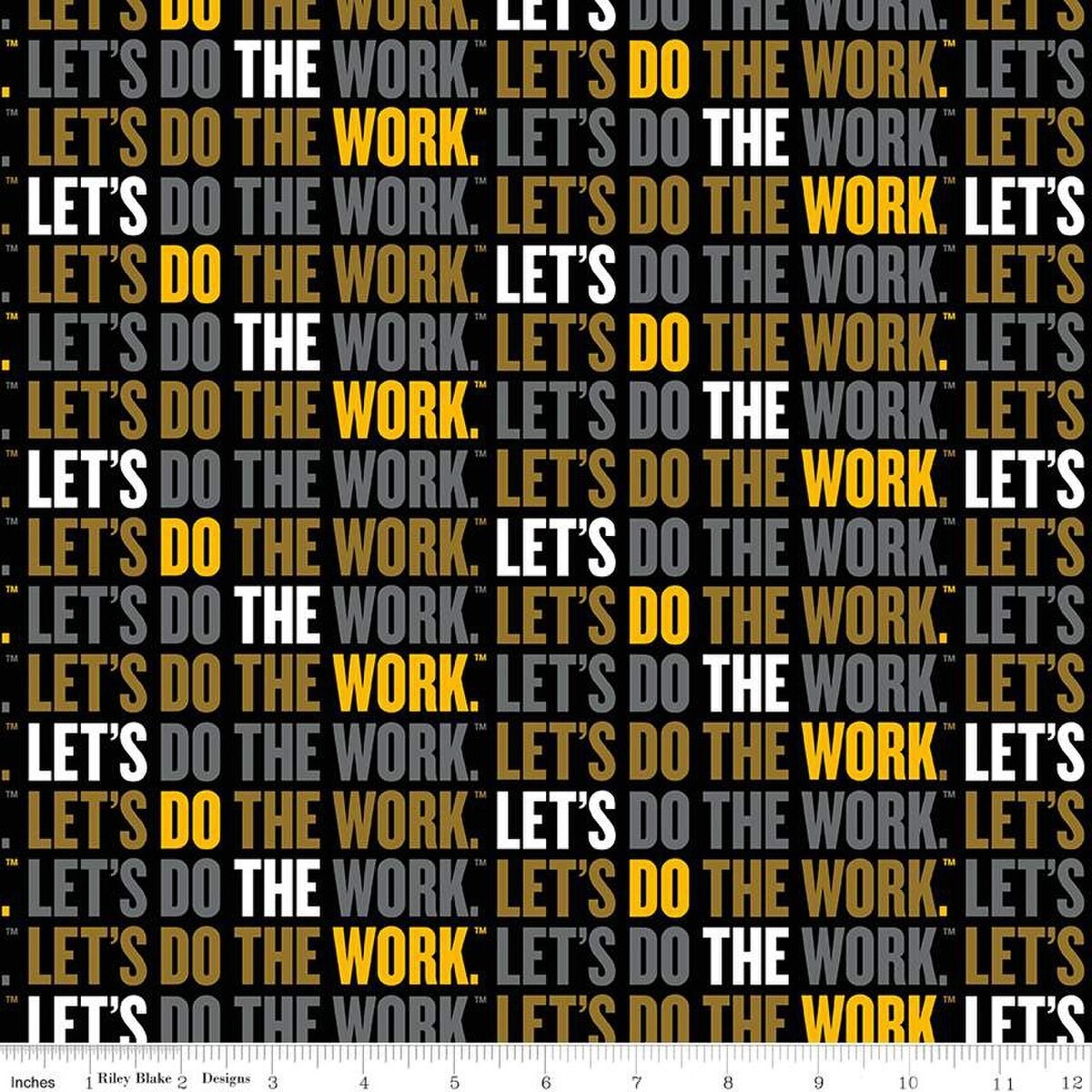 Caterpillar® 100 Years Slogan Black Cotton Fabric