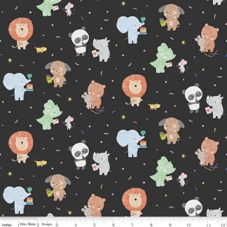 New Box of Crayons Main Black Cotton Fabric