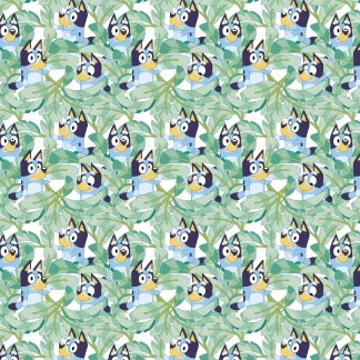 Bluey Leaves Cotton Fabric