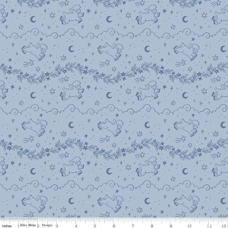 Twinkle Little Star Counting Sheep Blue Cotton Fabric