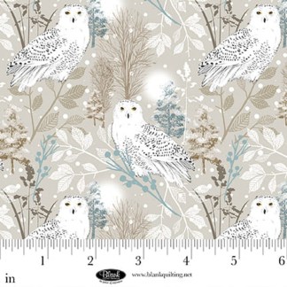 Winter Whispers Owls Tan Cotton Fabric