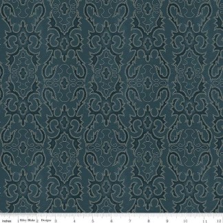 John Wayne American West Boot Stitching Navy Cotton Fabric